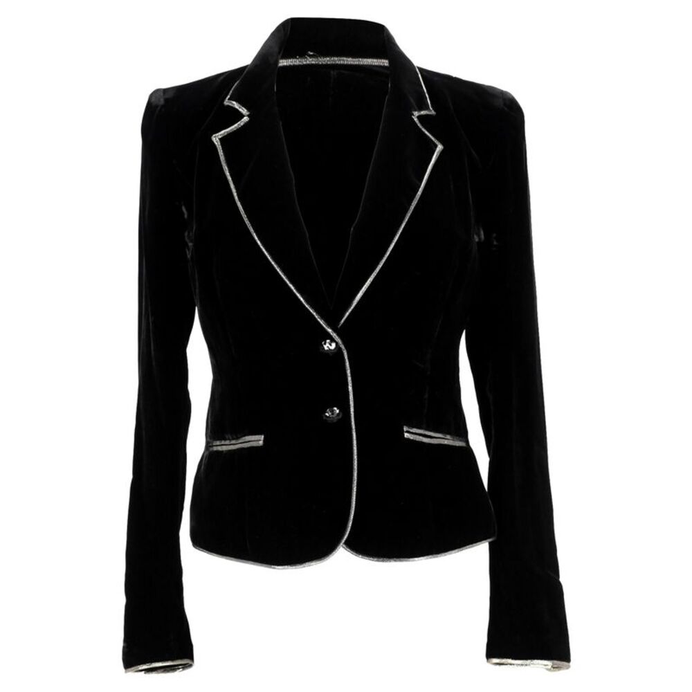 Azzaro Single-Breasted Blazer with Pockets  in Black Velvet